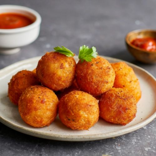  bolinho de aipim com recheio de carne moída 