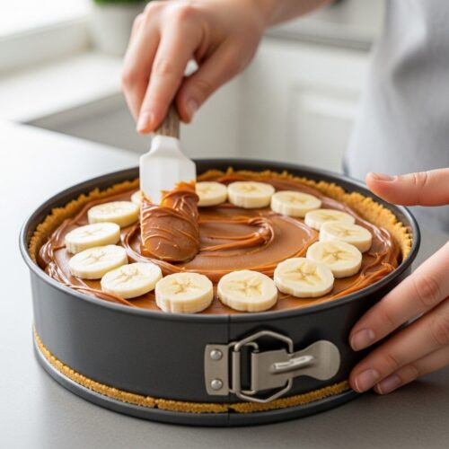 Montagem da Banoffee Pie