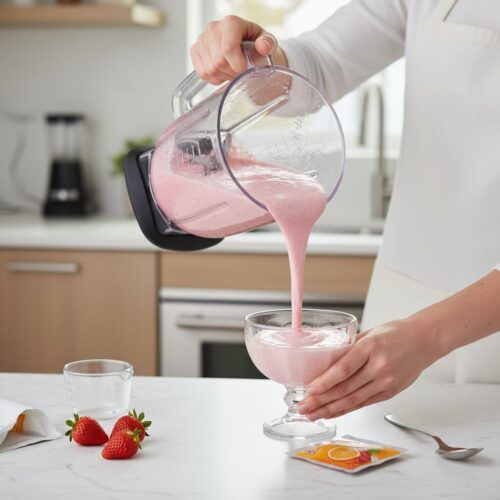 Preparo da Mousse de Morango com Tang Cremosa