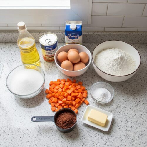 Ingredientes para Bolo de Cenoura com Cobertura de Chocolate