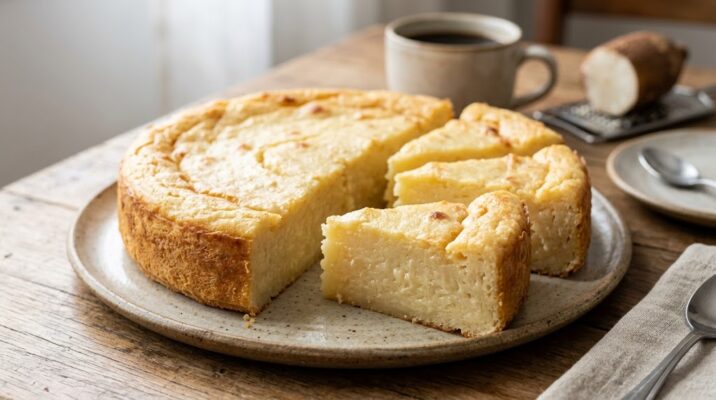 Fatia de bolo de aipim simples