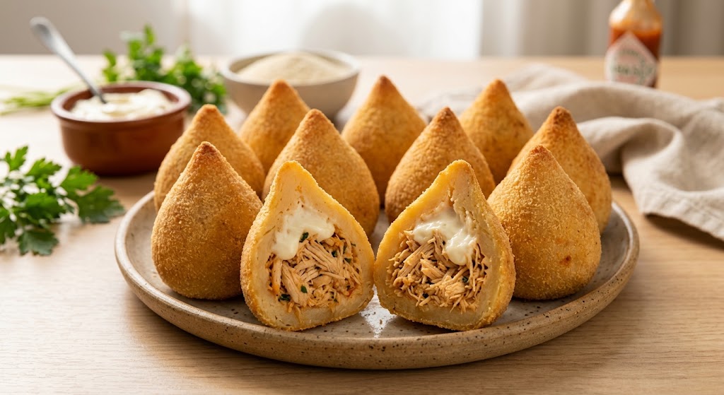 Coxinha Recheada Crocante e Cremosa