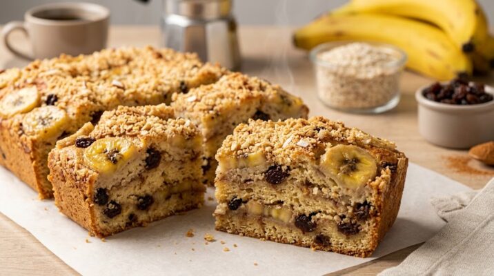 Cuca de banana com cobertura farofada