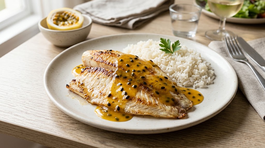Filé de peixe ao molho de maracujá