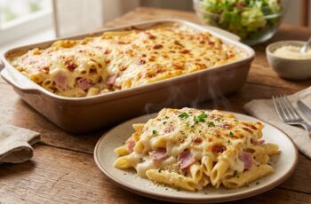 Penne ao Molho Branco Gratinado