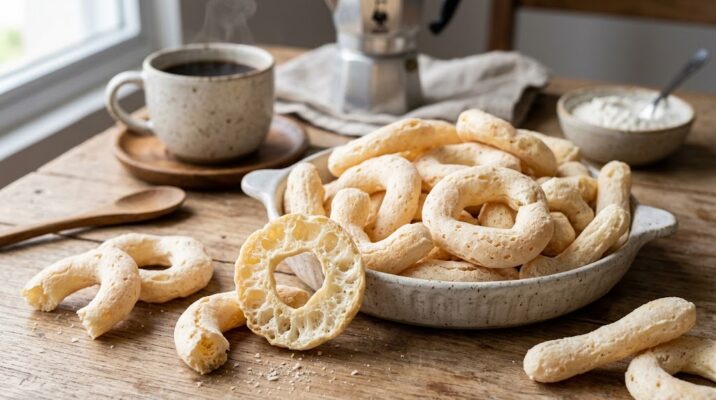 Biscoitos de polvilho dourados