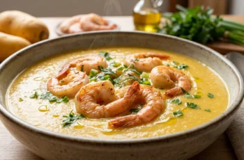 Sopa de Mandioquinha com Camarão