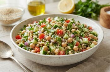 Salada de Quinoa com Grão-de-Bico e Ervas Frescas
