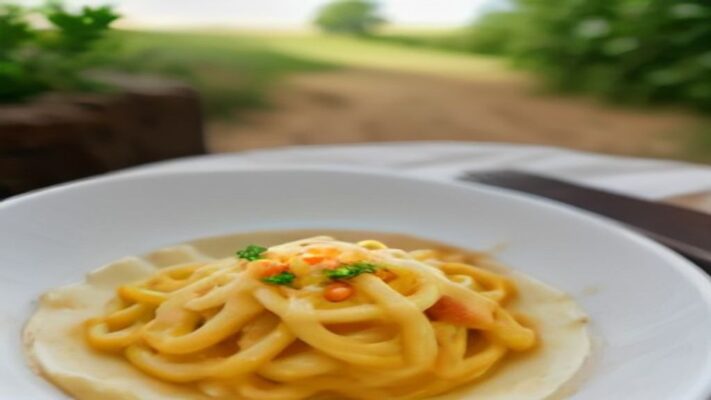 Espaguete à carbonara com bacon e pimenta-do-reino