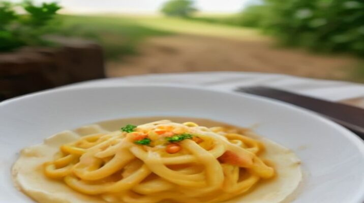Espaguete à Carbonara Cremoso Espaguete à carbonara com bacon e pimenta-do-reino