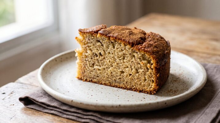 Bolo de Banana Rápido de Liquidificador, prato pronto para servir - fotografia gastronomica editorial