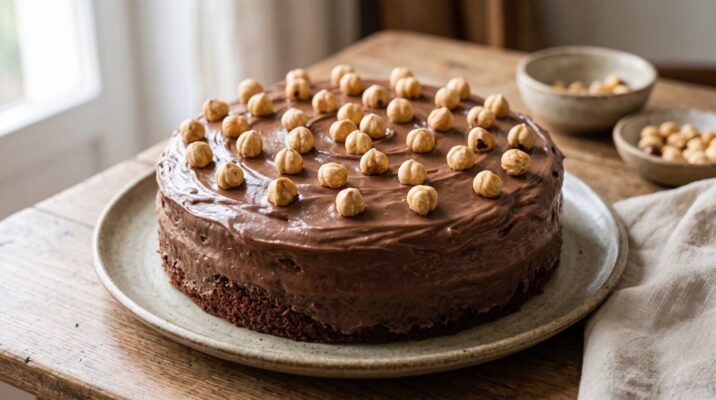 Bolo de Chocolate com Avelã servida em prato, fotografia gastronomica editorial