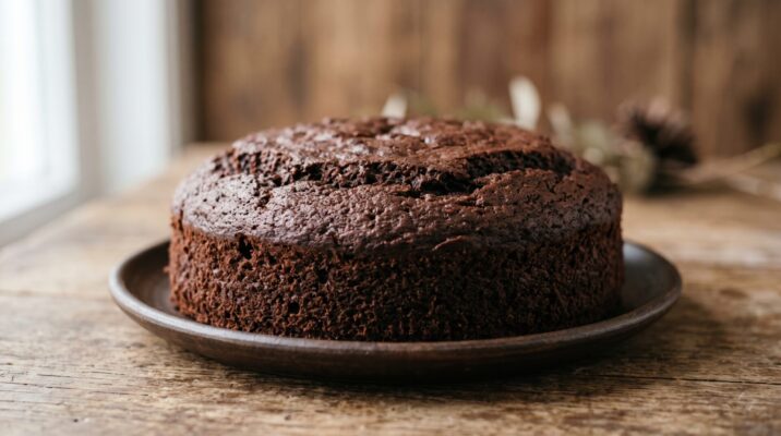 Bolo de Chocolate Simples, prato pronto para servir - fotografia gastronomica editorial