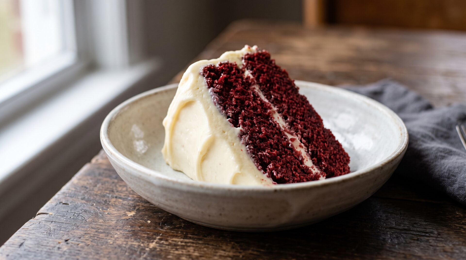 Bolo Red Velvet servida em prato, fotografia gastronomica editorial Bolo Red Velvet servida em prato, fotografia gastronomica editorial