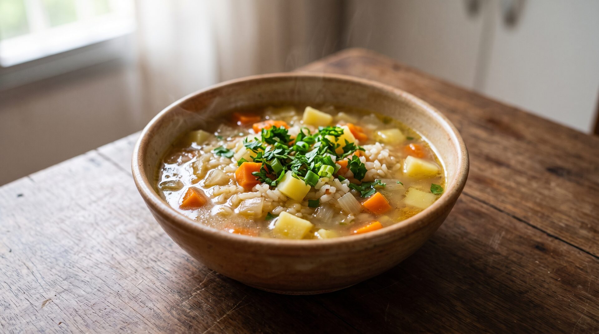 Canja Vegetariana de Legumes, prato pronto para servir - fotografia gastronomica editorial