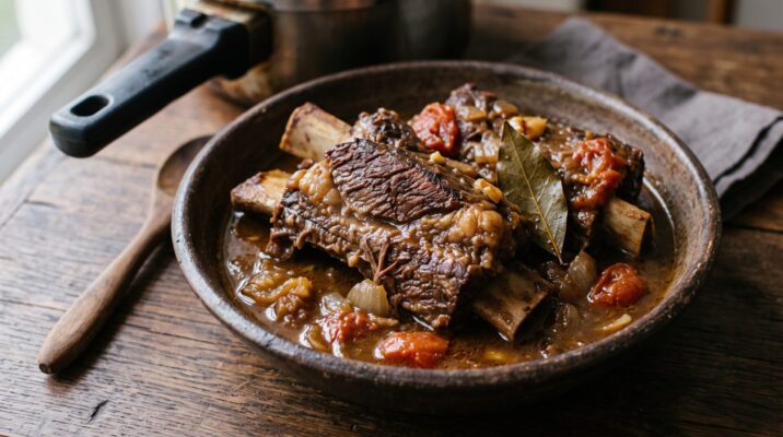 Costela Bovina na Panela de Pressão servida em prato, fotografia gastronomica editorial