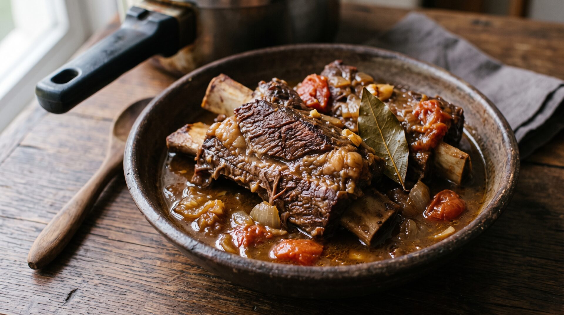 Costela Bovina na Panela de Press&atilde;o servida em prato, fotografia gastronomica editorial