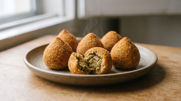 Coxinha de Jaca Vegana, prato pronto para servir - fotografia gastronomica editorial