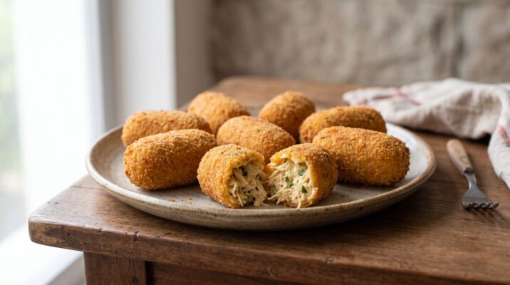 Croquete de Frango, prato pronto para servir - fotografia gastronomica editorial