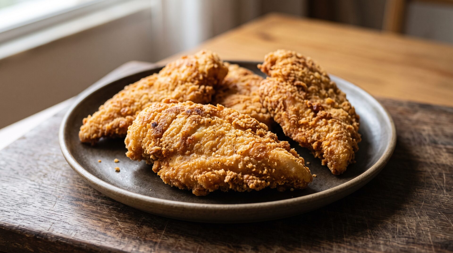 Fil&eacute; de Frango Empanado, prato pronto para servir - fotografia gastronomica editorial