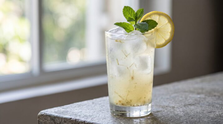 Limonada Glacial de Capim-Lim&atilde;o e Gengibre, prato pronto para servir - fotografia gastronomica editorial