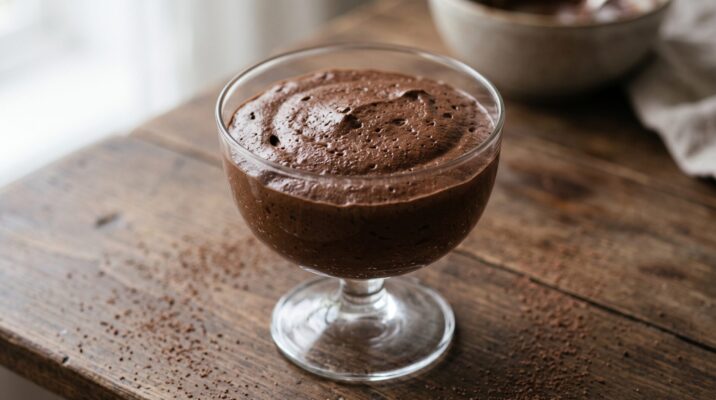 Mousse de Chocolate, prato pronto para servir - fotografia gastronomica editorial