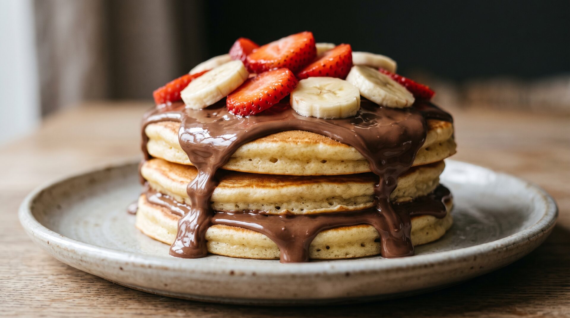 Panqueca Doce com Nutella, prato pronto para servir - fotografia gastronomica editorial Panqueca Doce com Nutella, prato pronto para servir - fotografia gastronomica editorial
