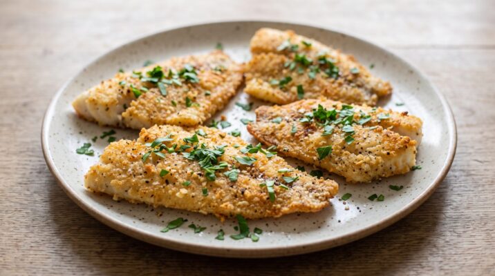 Peixe na Air Fryer com Limão, prato pronto para servir - fotografia gastronomica editorial
