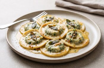 Ravioli de Ricota e Espinafre ao Molho de Manteiga e Sálvia