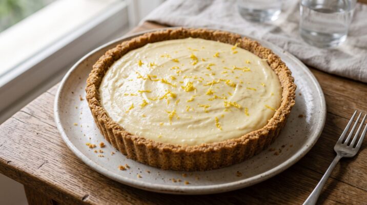 Torta de Limão Siciliano servida em prato, fotografia gastronomica editorial