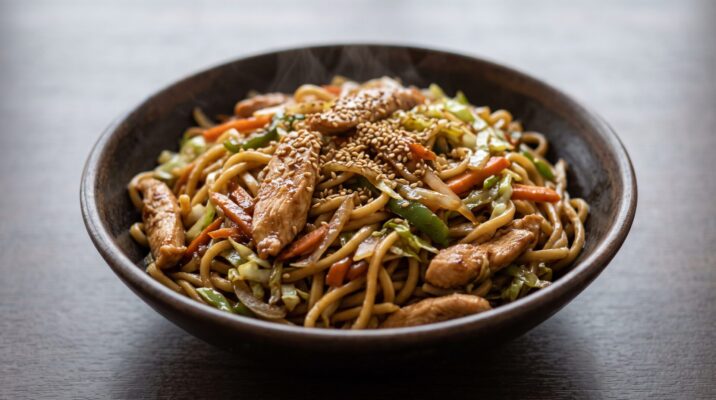 Yakissoba da Casa, prato pronto para servir - fotografia gastronomica editorial